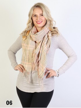 Houndstooth Print Blanket Scarf W/ Fringes